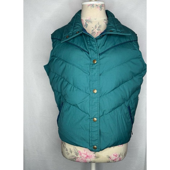 Woolrich Jackets & Blazers - Vintage Woolrich Woman Down Puffer Vest Teal Sheep Logo Western Sz M Western EUC